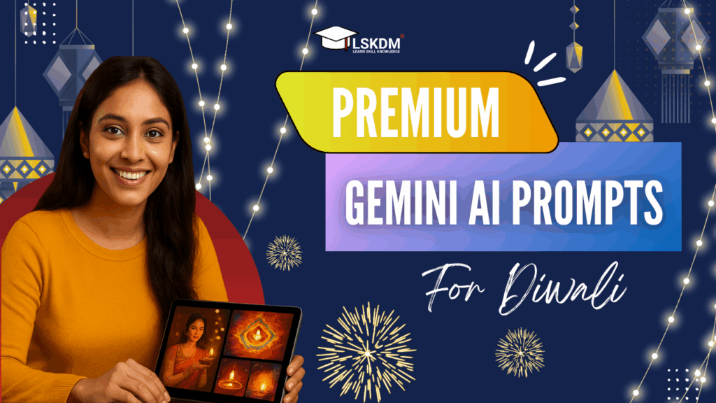 Premium Gemini AI Prompts for Diwali Excited young Indian professional celebrating success