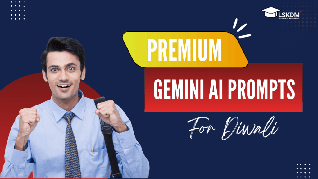 Premium Gemini AI Prompts for Diwali Excited young Indian professional celebrating success